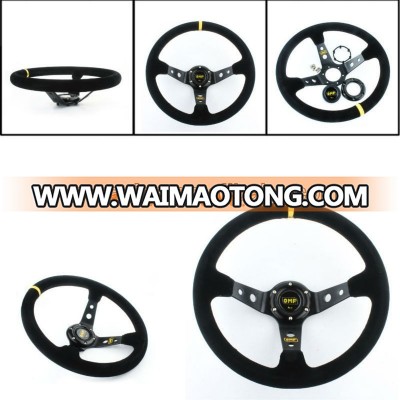 Hotsale 350mm OMP Suede Leather Deep Corn Drifting Steering Wheel